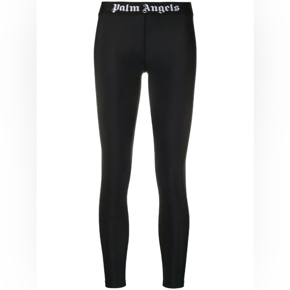Palm Angels Black Logo Waistband Leggings